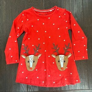 Mini Boden size 4/5 red polkadot reindeer tunic